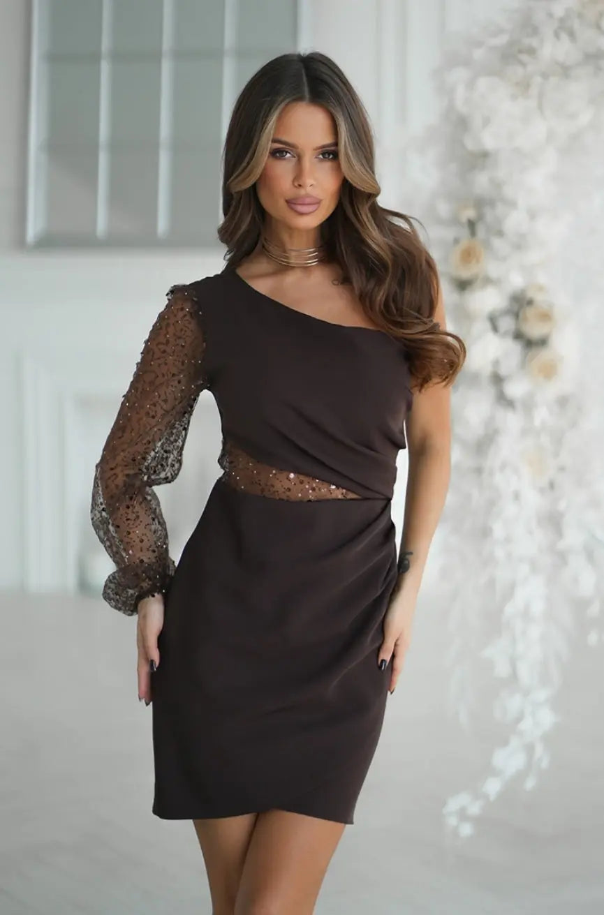 Robe de soirée élégante marron Bicotone