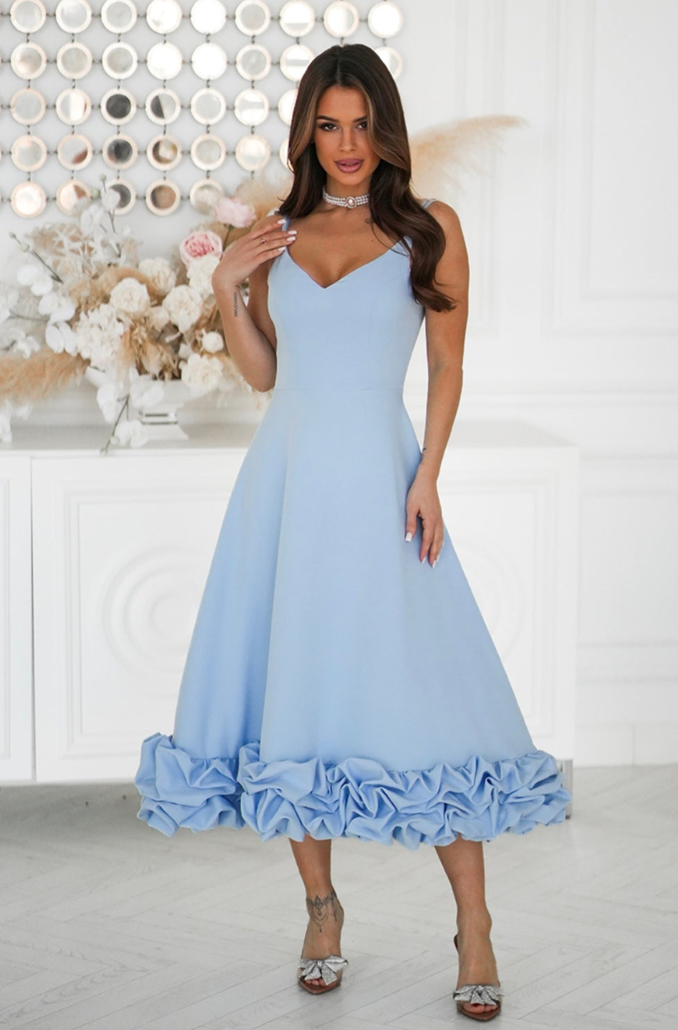 Robe élégance volants longue