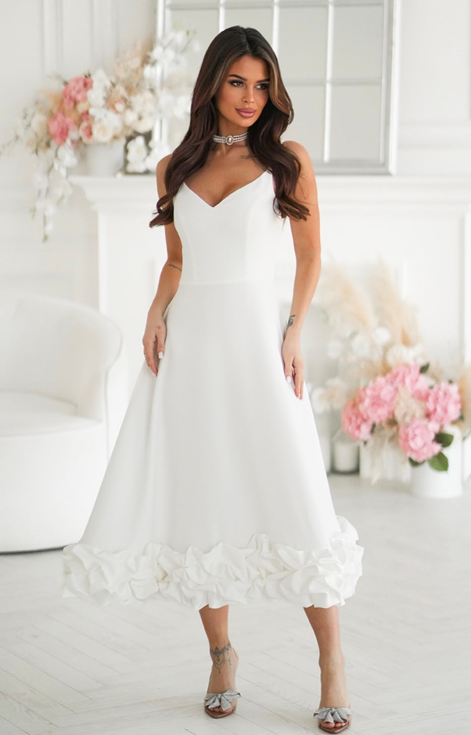 Robe élégance volants longue