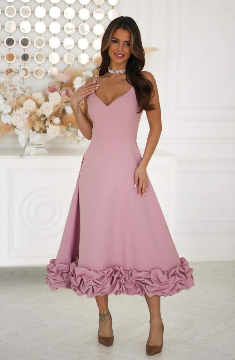 Robe élégance volants longue