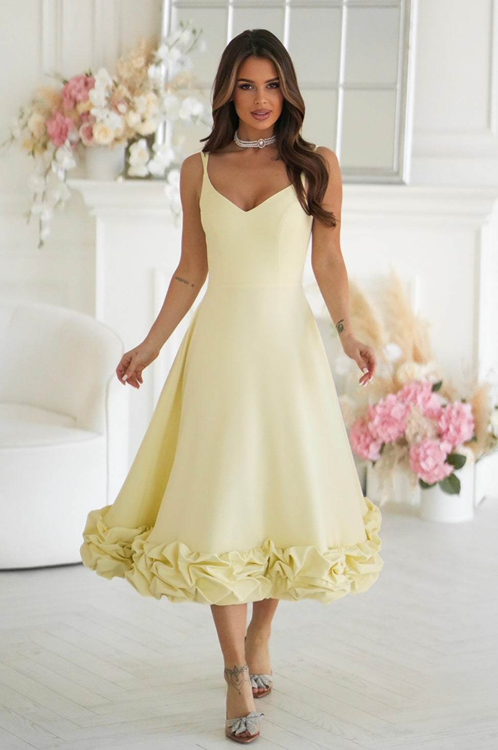 Robe élégance volants longue