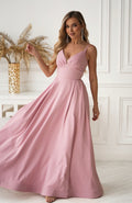 Robe de cérémonie satinée longue fendue